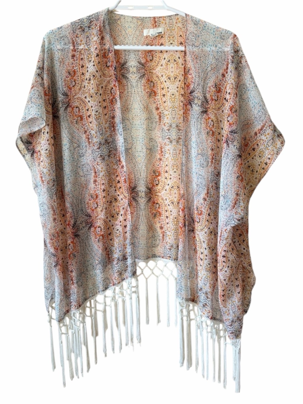 Garage Paisley Fringe Kimono Cardigan Boho Festival Lightweight Beach Cover Up